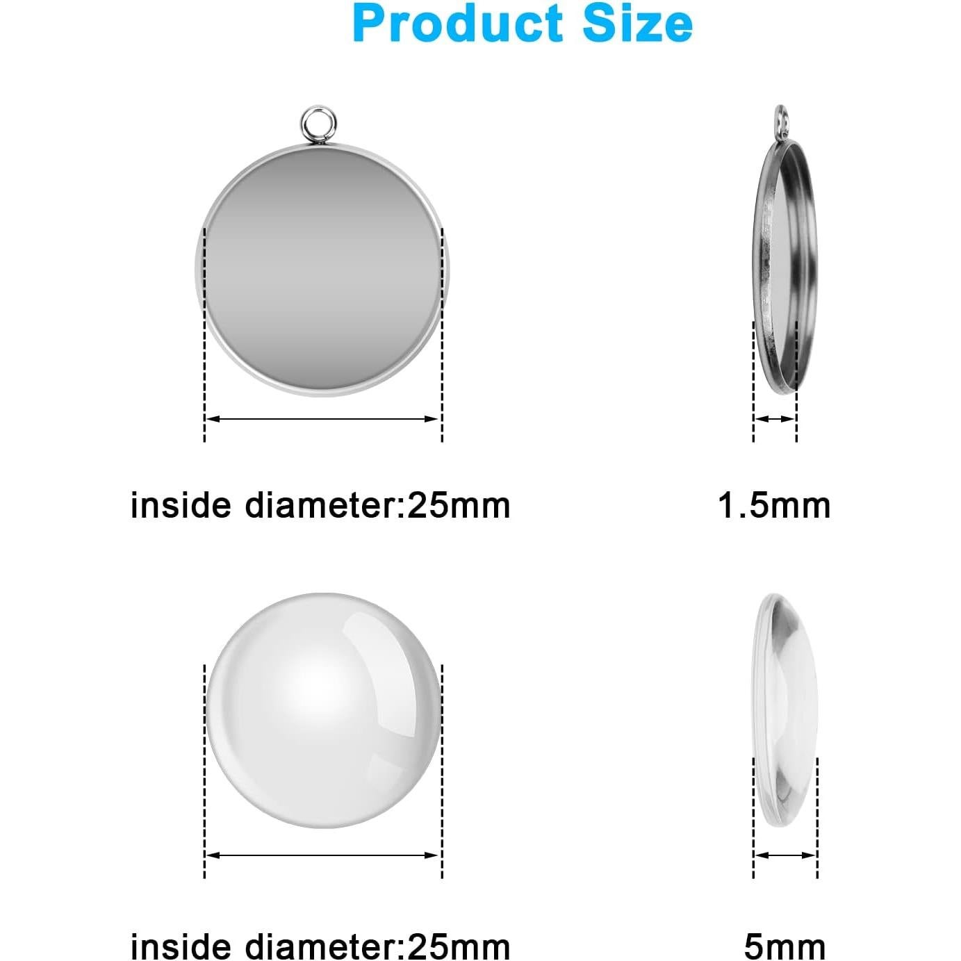 Kit 80Pcs Bandejas Bezel Acero Inoxidable 25mm Winspeed