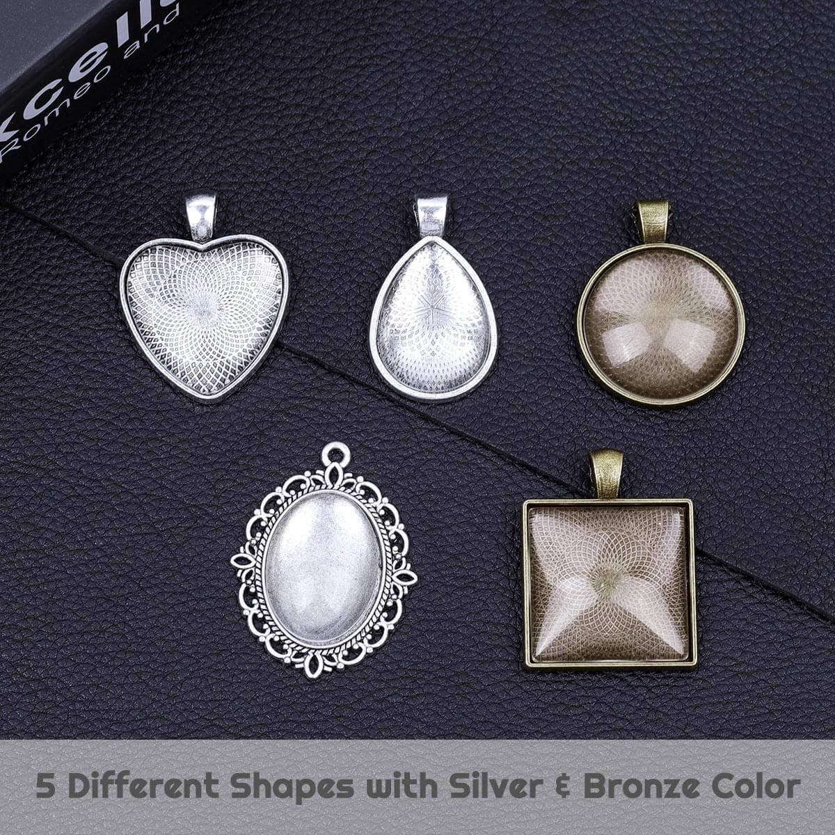 Bandejas para Colgantes Anezus 60 Pcs con Cabochones de Vidrio