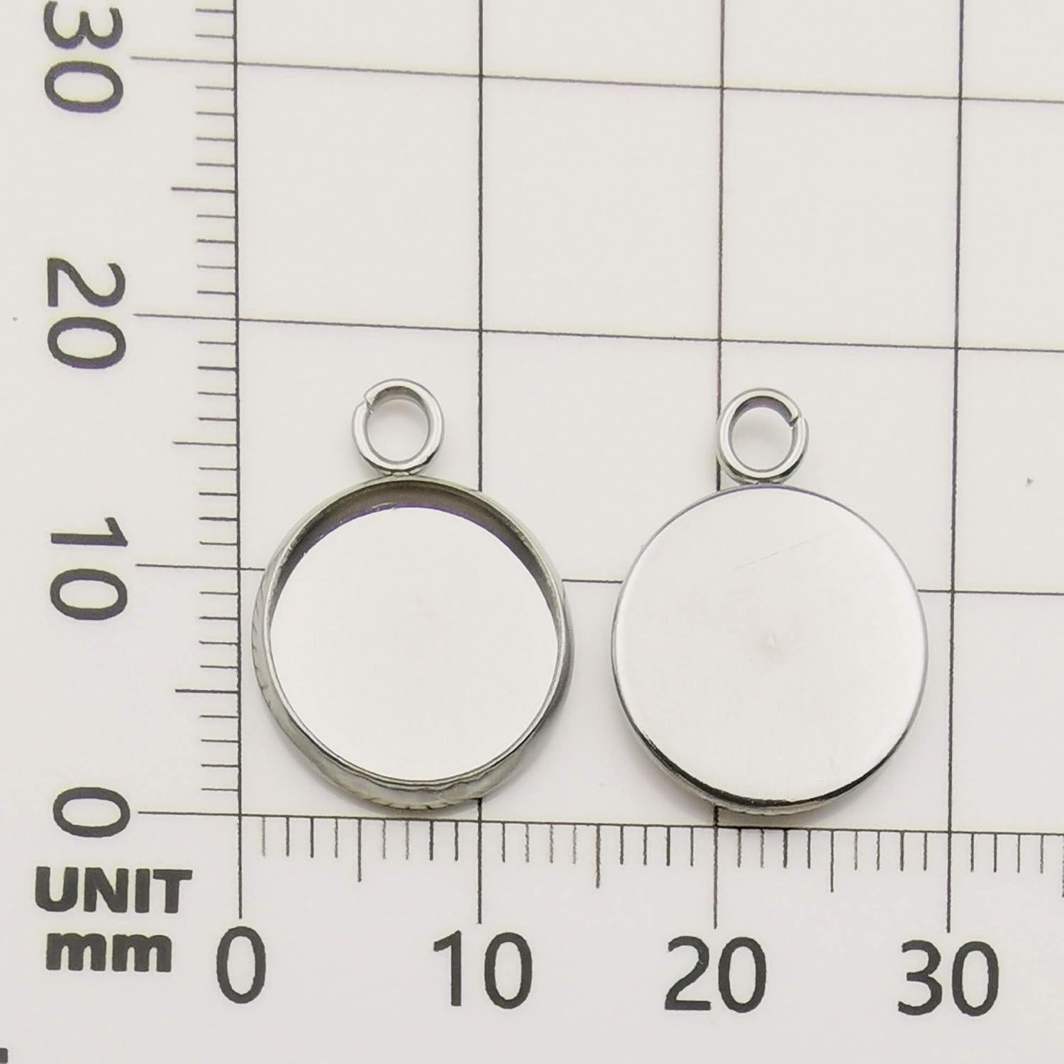 50 Bandejas de Colgante 12mm Acero Inoxidable Blanco DIY