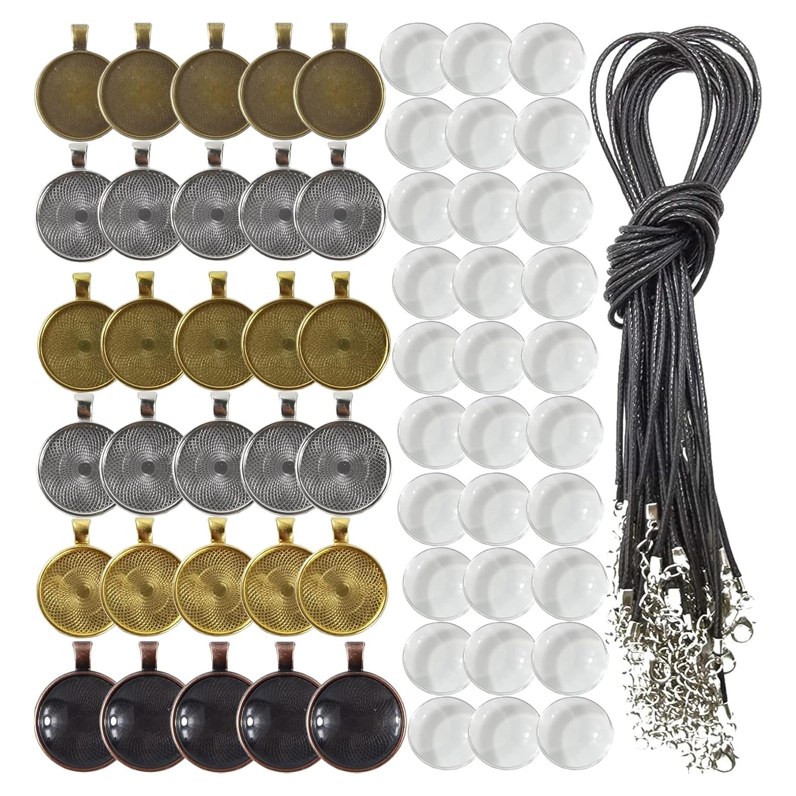 Conjunto de Joyería DIY ROYHOO 90 Piezas - 30 Bandejas, 30 Cabochones y Cadenas