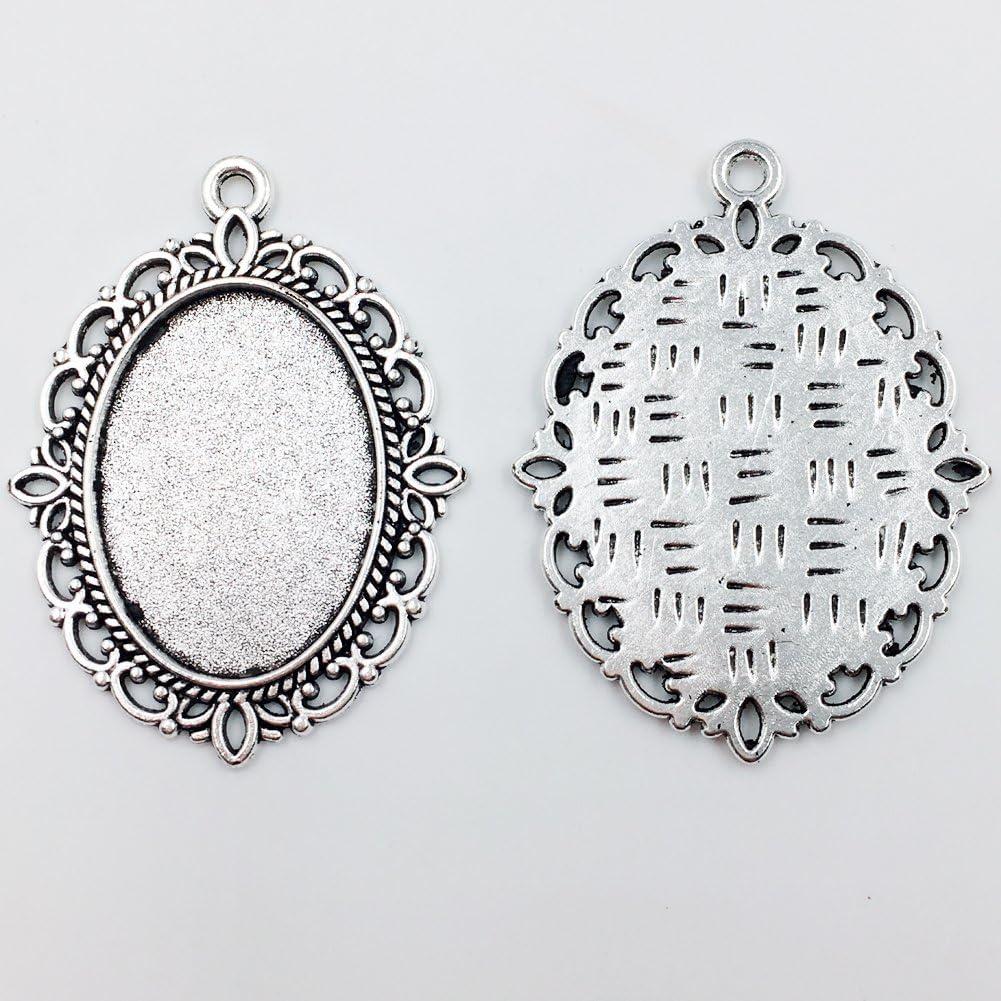 24 Bandejas de Colgante Bezel Dcatcher Plata 25x18 mm