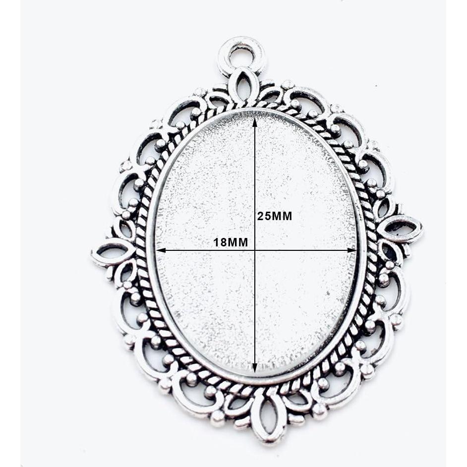 24 Bandejas de Colgante Bezel Dcatcher Plata 25x18 mm