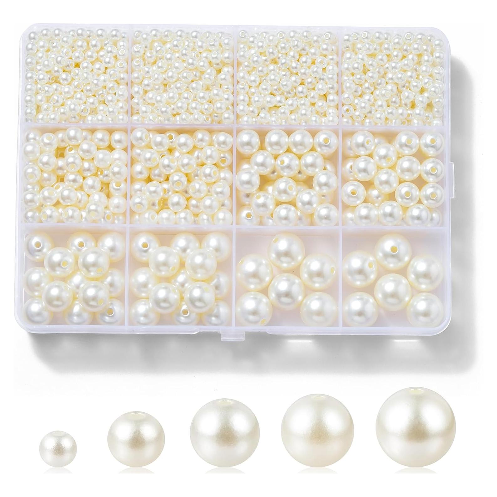 1200 Perlas Redondas para Joyería DIY Hudinsun - 5 Tamaños