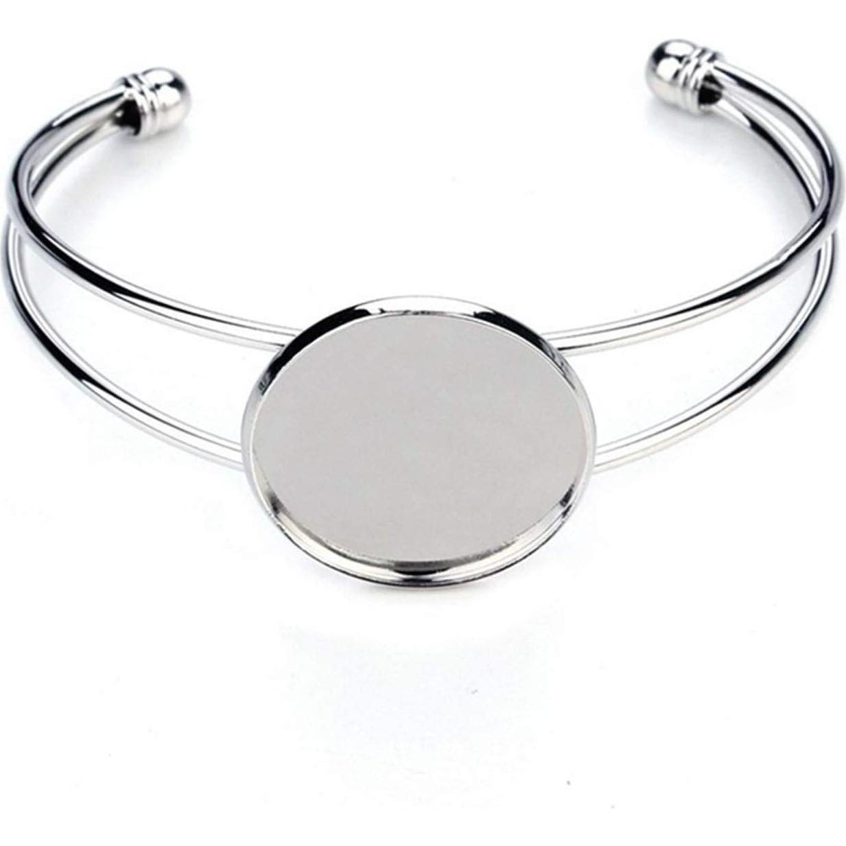 Bandeja de Cabochón Redonda Ajustable MIAO JIN 10 Pcs Plata