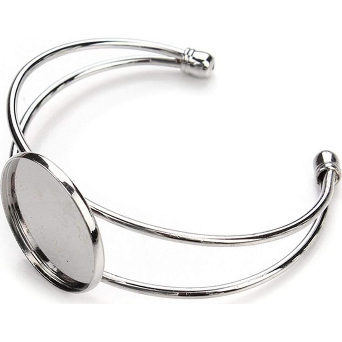 Bandeja de Cabochón Redonda Ajustable MIAO JIN 10 Pcs Plata