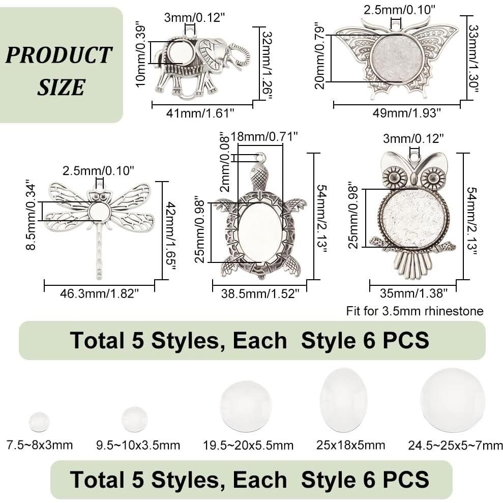 Kit de Colgantes Bezel PH PandaHall 30 Piezas para Joyería DIY
