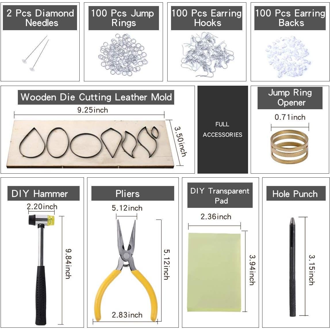 Kit de Aretes de Cuero Litchi - 31 Piezas Multicolor para Adultos