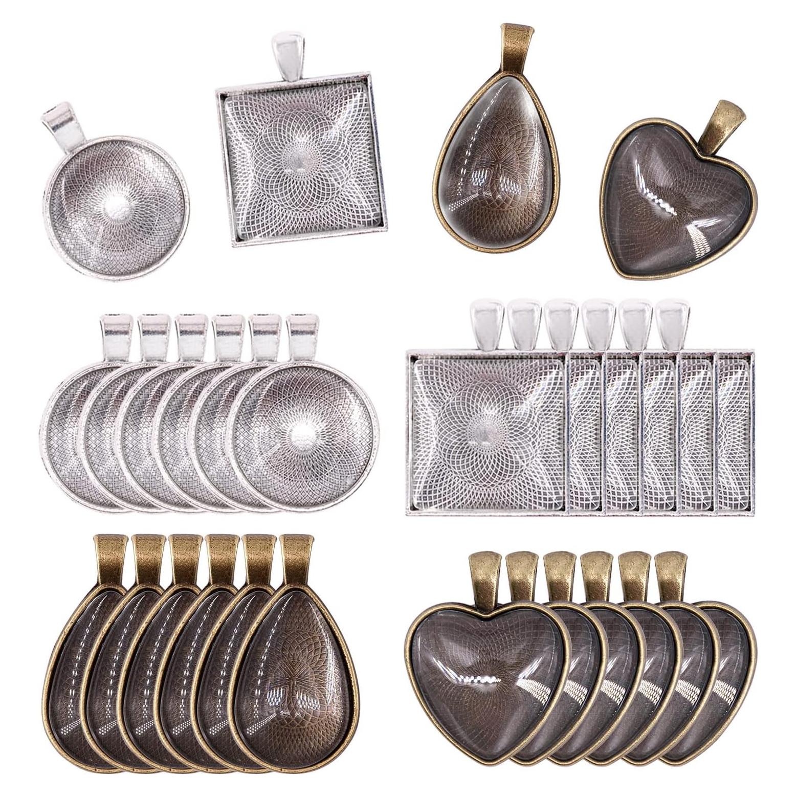 Bandejas de Colgante Glarks 48 Piezas 4 Estilos DIY Joyería