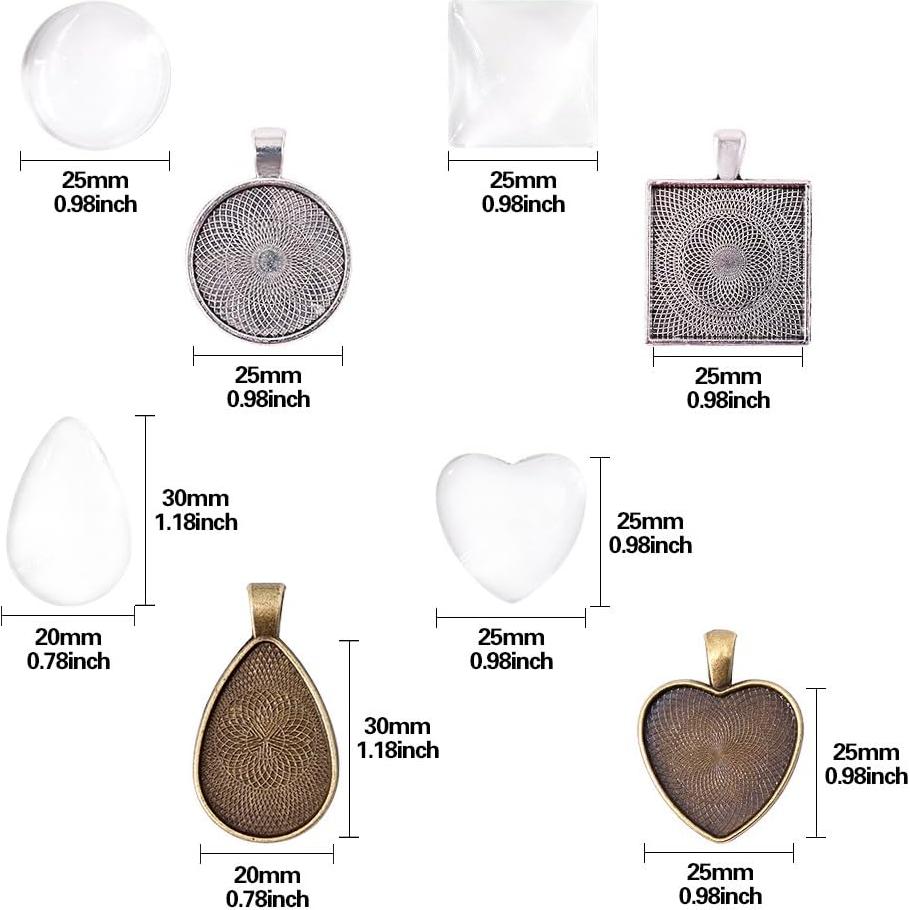Bandejas de Colgante Glarks 48 Piezas 4 Estilos DIY Joyería