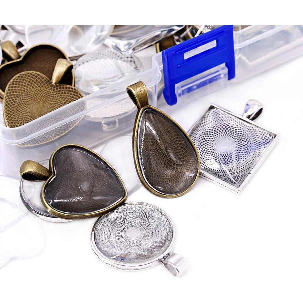 Bandejas de Colgante Glarks 48 Piezas 4 Estilos DIY Joyería