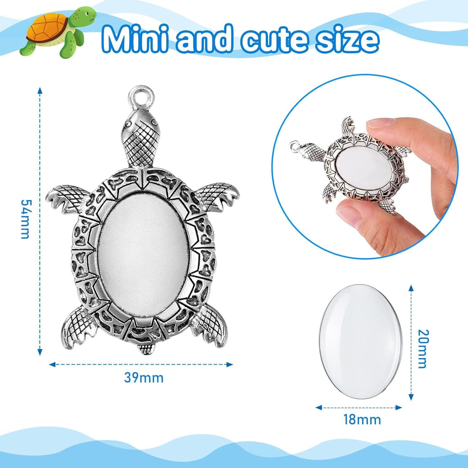 40 Piezas Configuraciones Colgante Tortuga Plata Antigua DIY