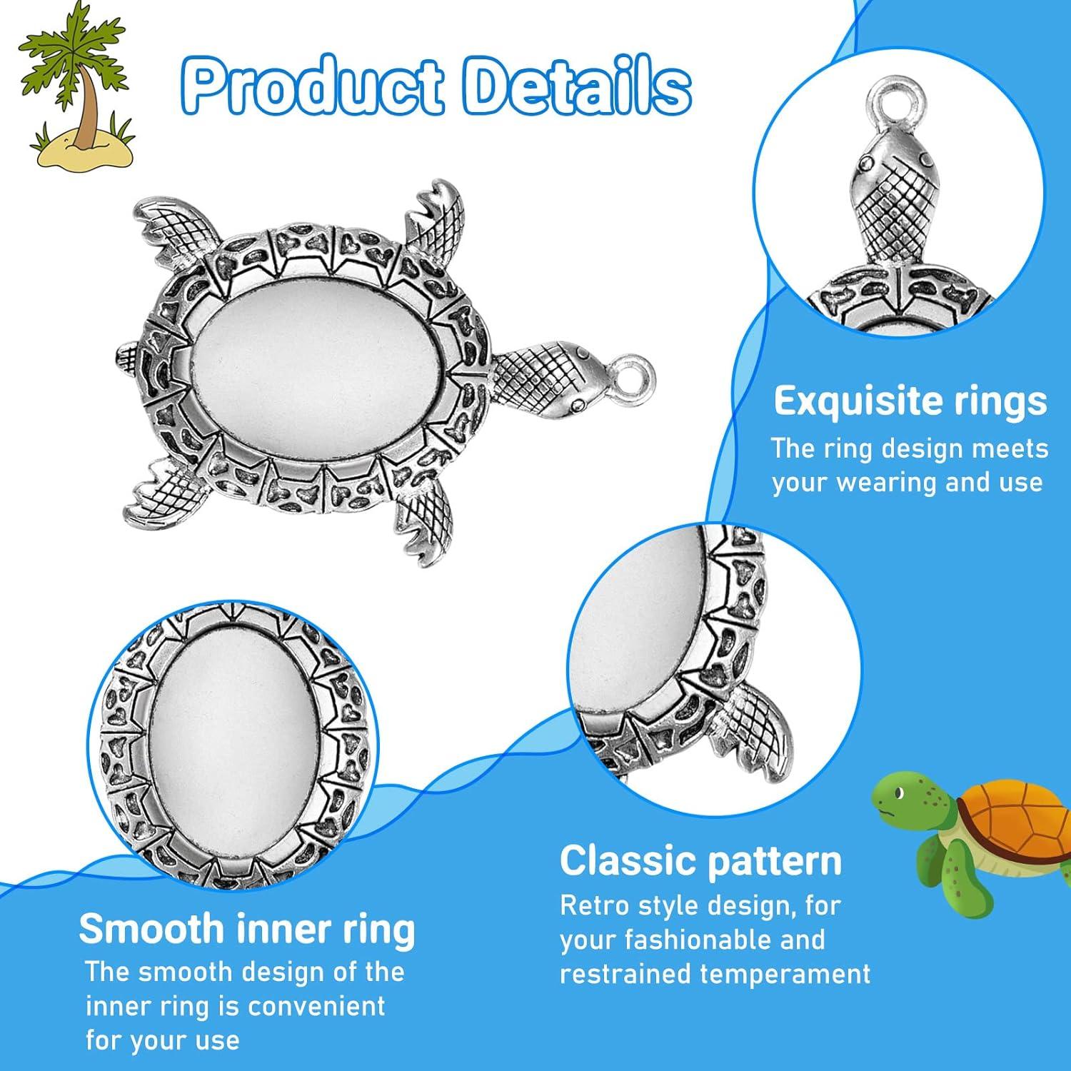 40 Piezas Configuraciones Colgante Tortuga Plata Antigua DIY