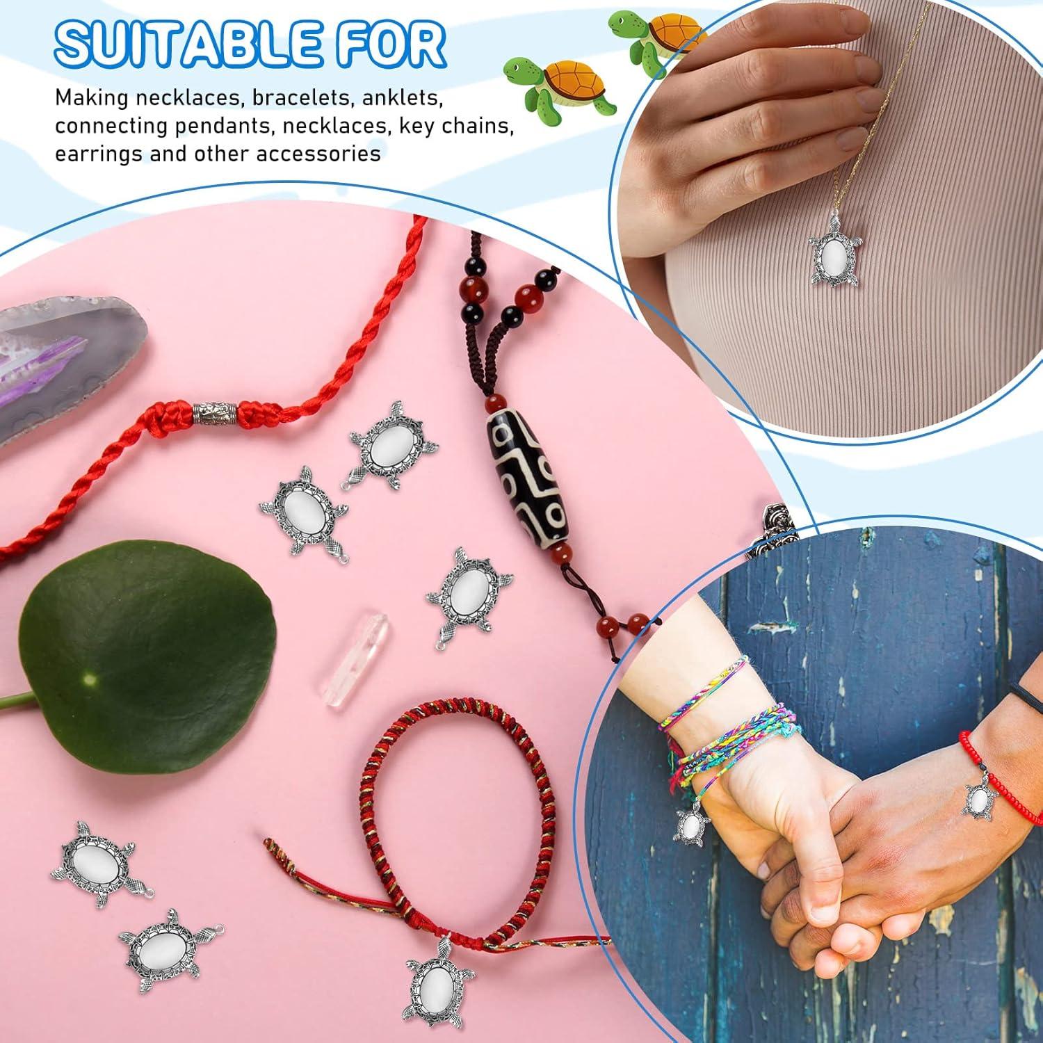 40 Piezas Configuraciones Colgante Tortuga Plata Antigua DIY