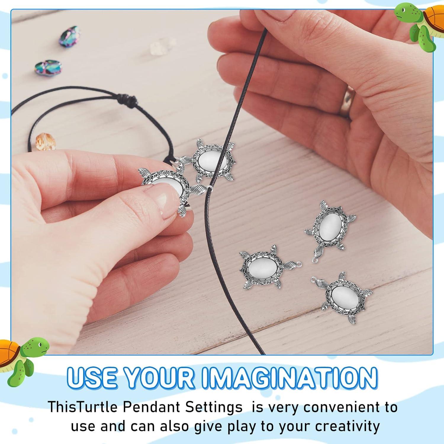 40 Piezas Configuraciones Colgante Tortuga Plata Antigua DIY