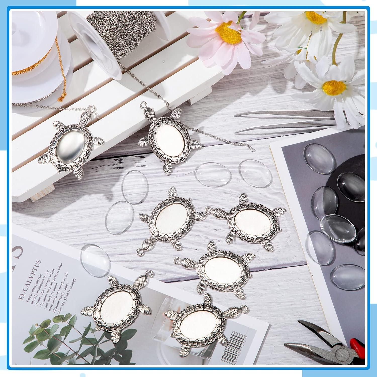 40 Piezas Configuraciones Colgante Tortuga Plata Antigua DIY