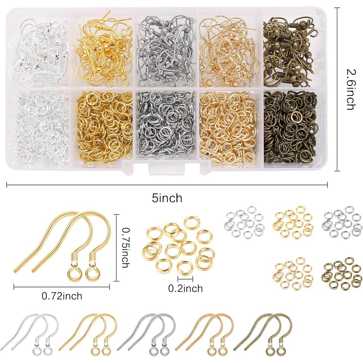 Kit de Ganchos para Pendientes Imino - 130 Ganchos y 1000 Anillas