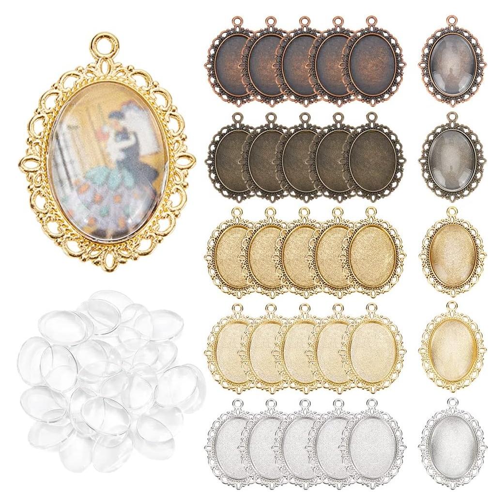 Kit de Bandejas para Colgantes PH PandaHall 60 Piezas 25x18mm