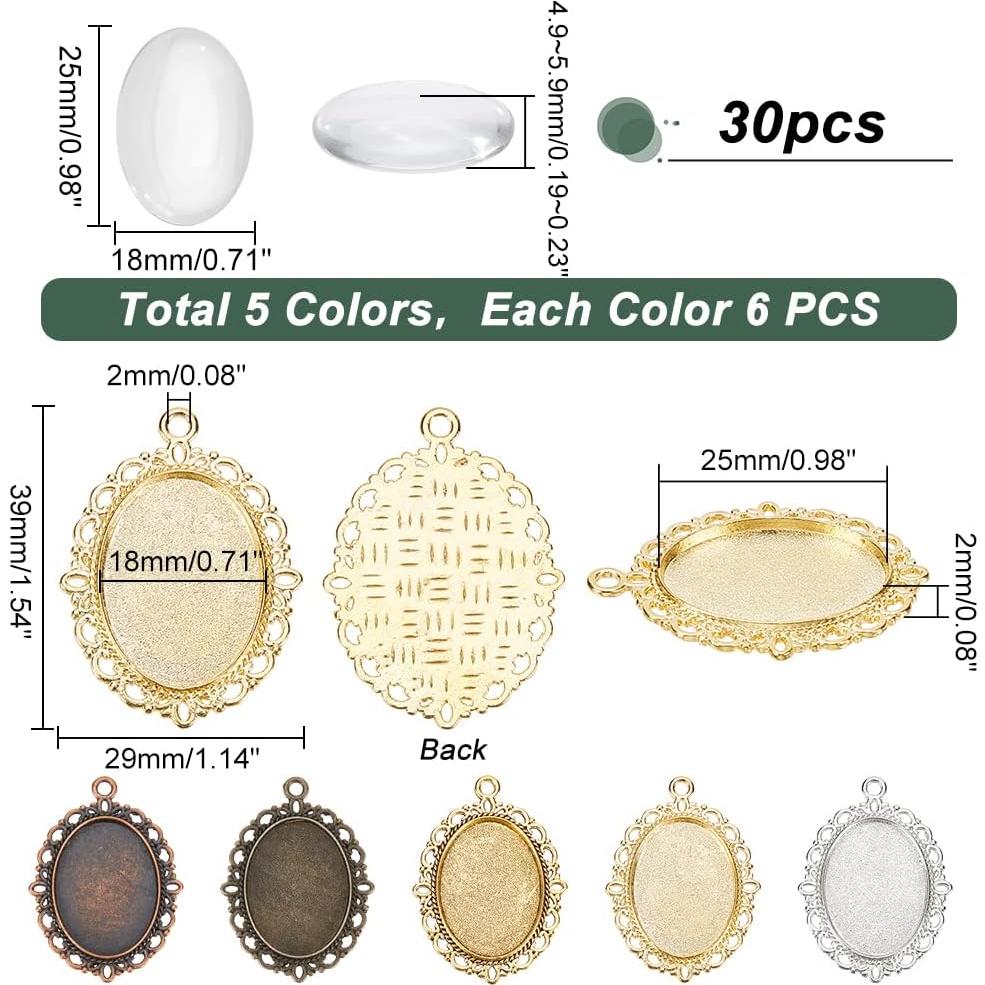 Kit de Bandejas para Colgantes PH PandaHall 60 Piezas 25x18mm