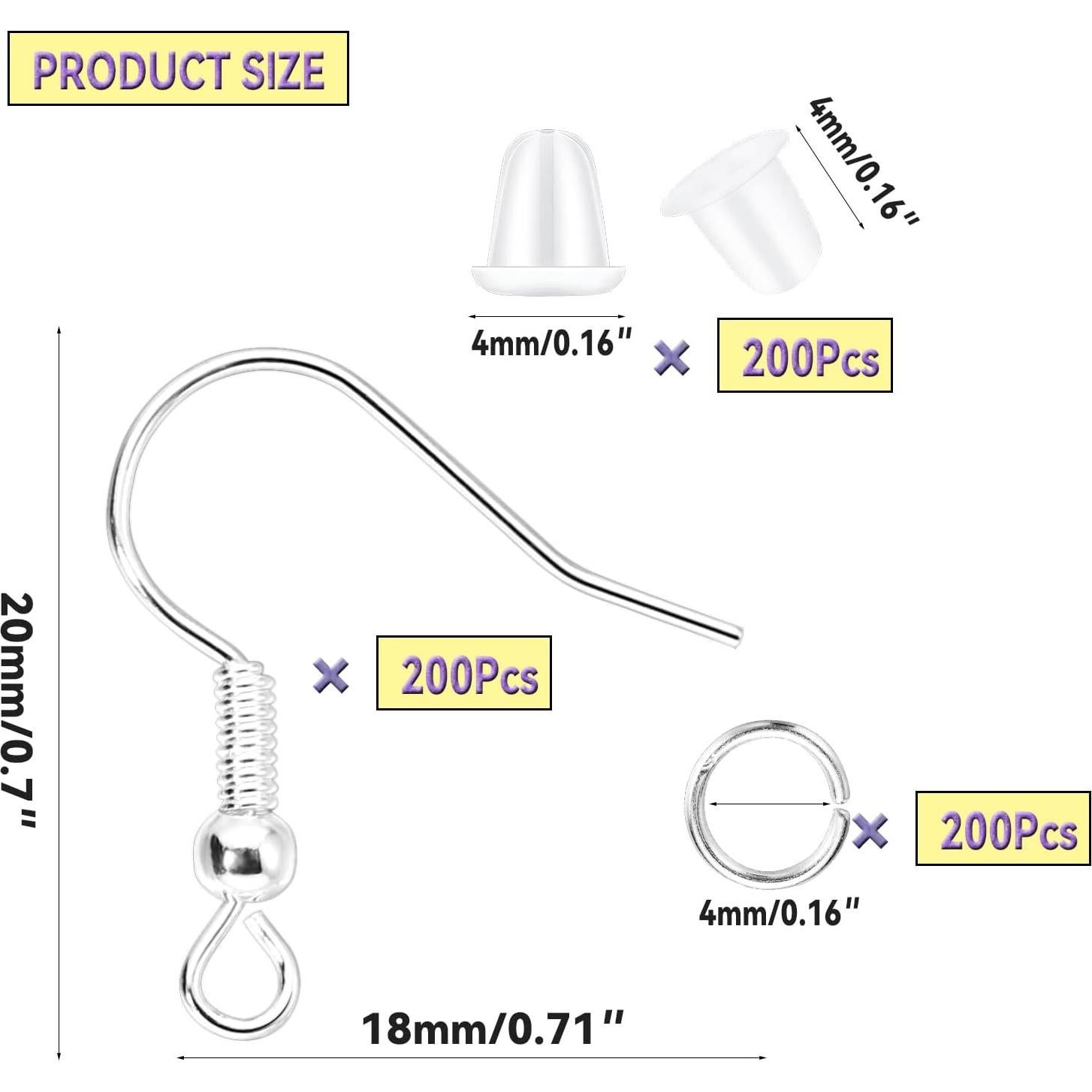 Kit de Ganchos para Pendientes St.Kunkka 600 Piezas Hipoalergénicos