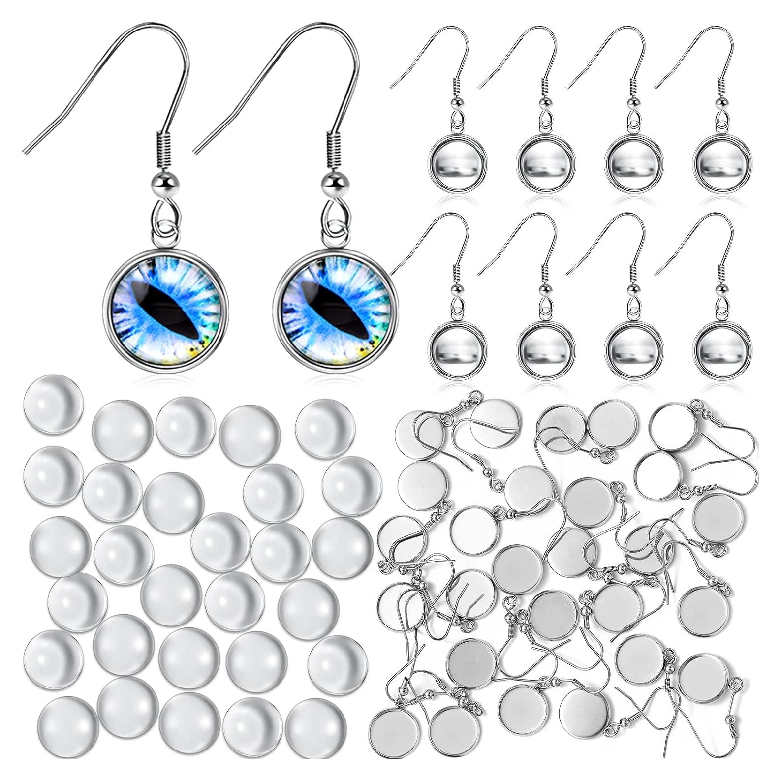 Hicarer 50 Piezas Ganchos de Alambre y Cabochones de Vidrio 12mm