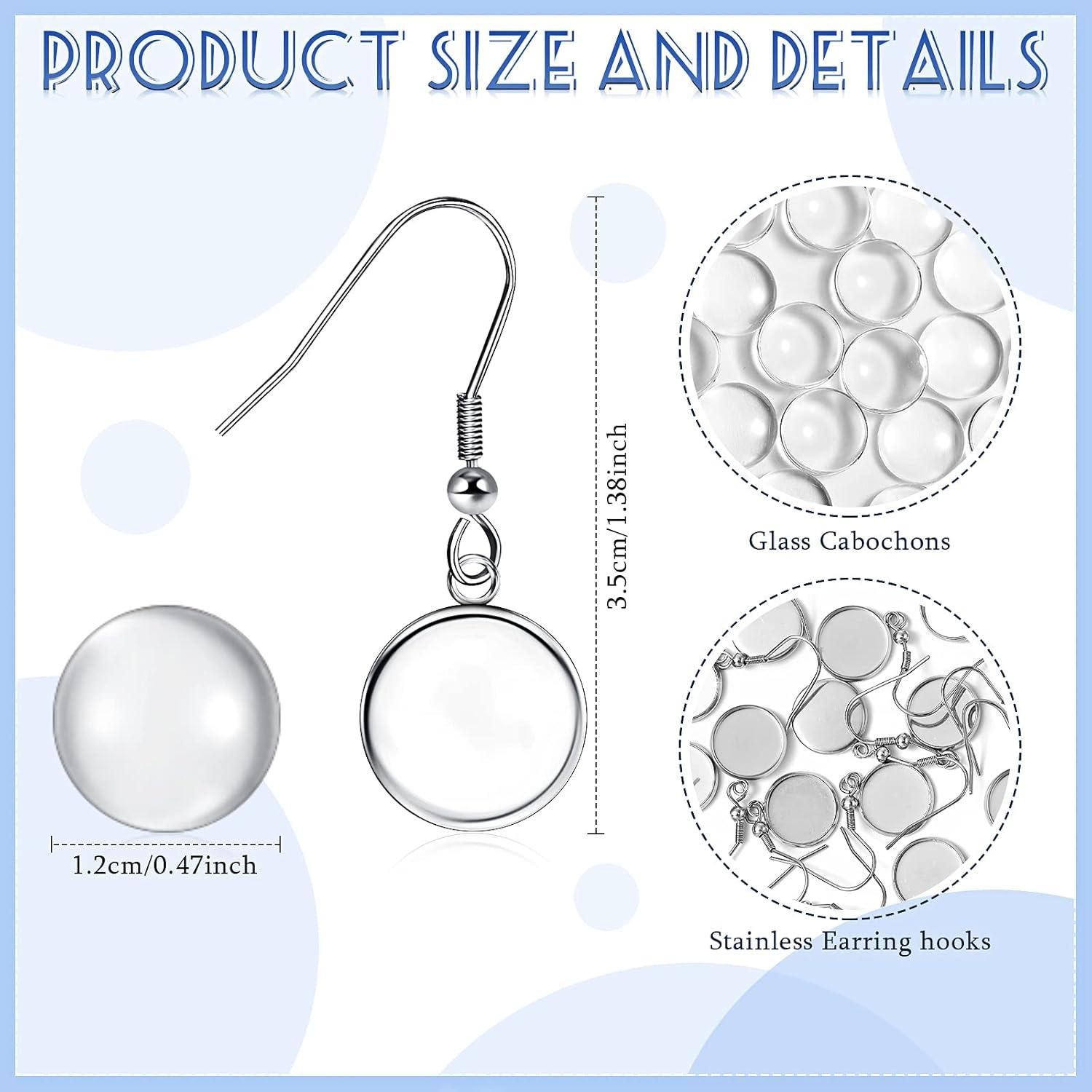 Hicarer 50 Piezas Ganchos de Alambre y Cabochones de Vidrio 12mm