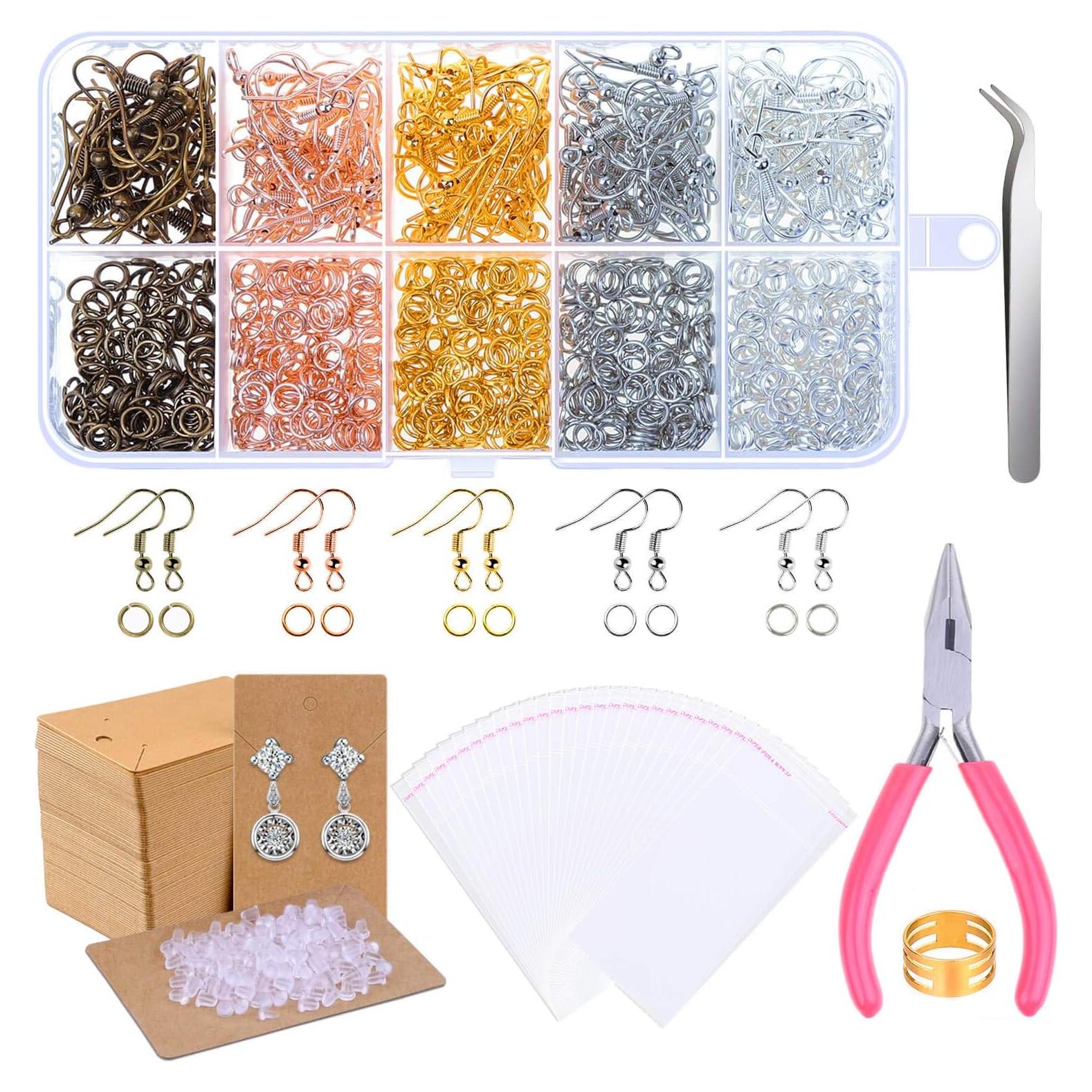 Kit de Fabricación de Pendientes Paxcoo 1350 Piezas con Ganchos y Herramientas