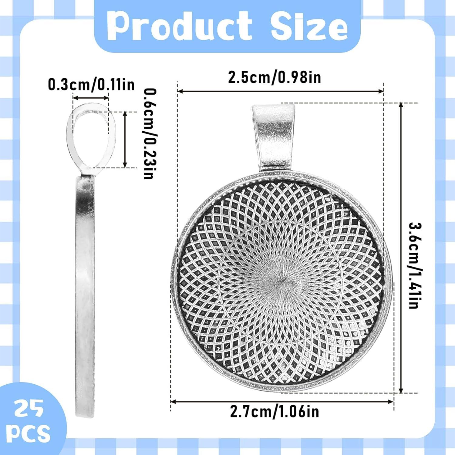 25 Bandejas de Pendientes Redondas Plata Antigua 25mm DIY