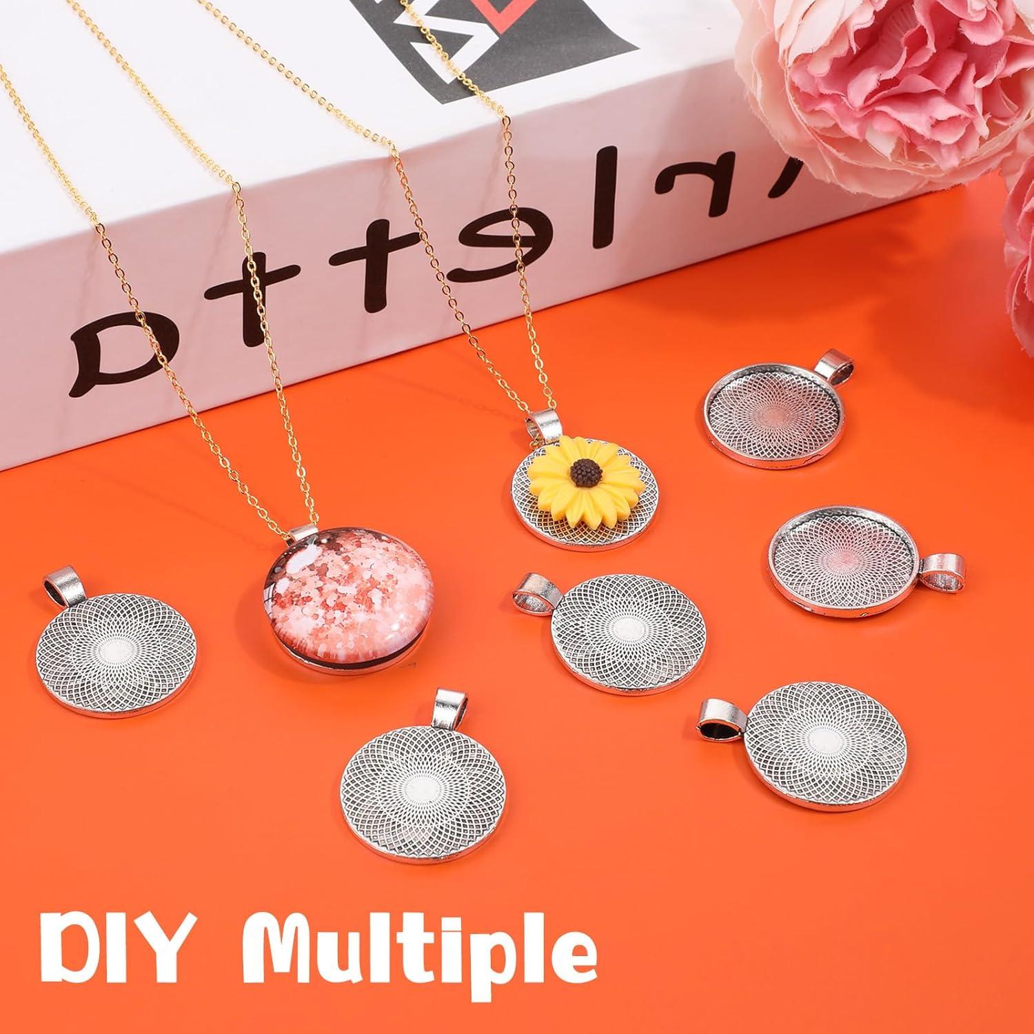 25 Bandejas de Pendientes Redondas Plata Antigua 25mm DIY