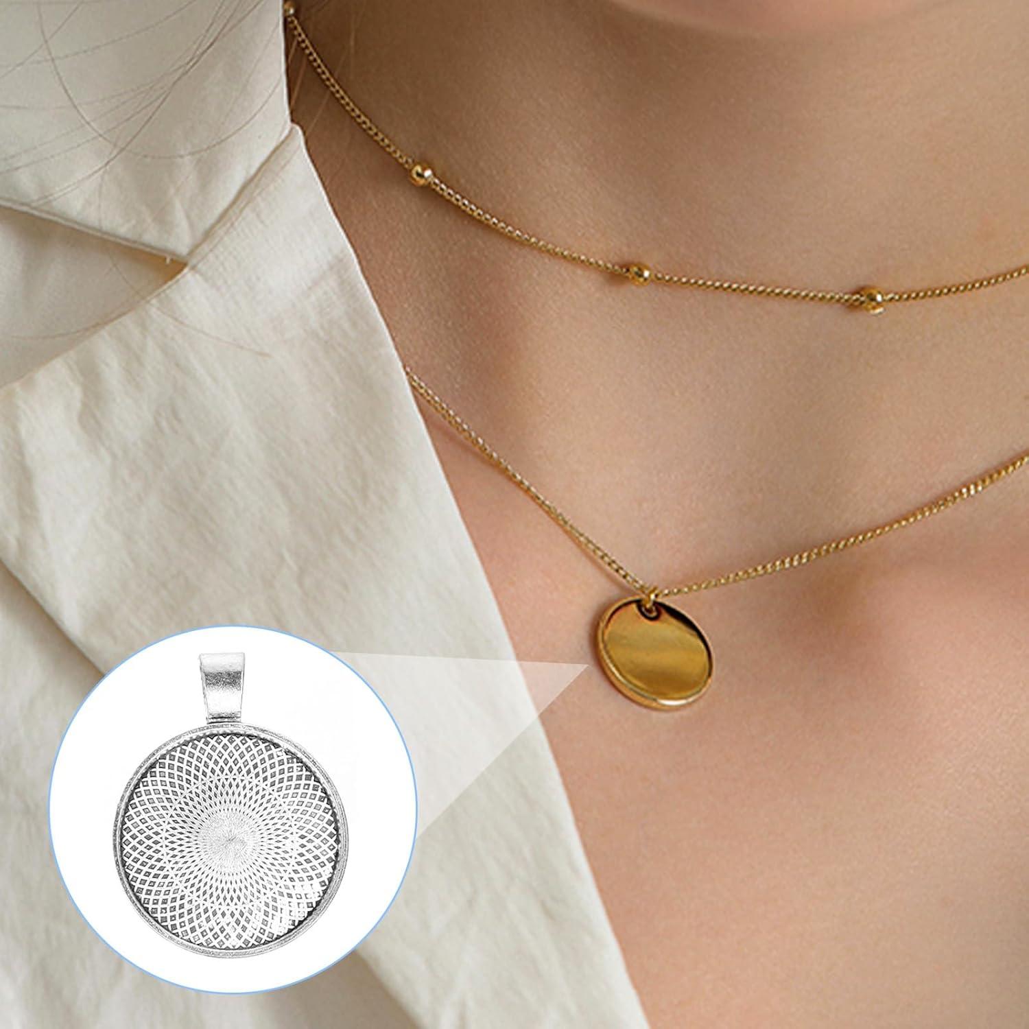 25 Bandejas de Pendientes Redondas Plata Antigua 25mm DIY