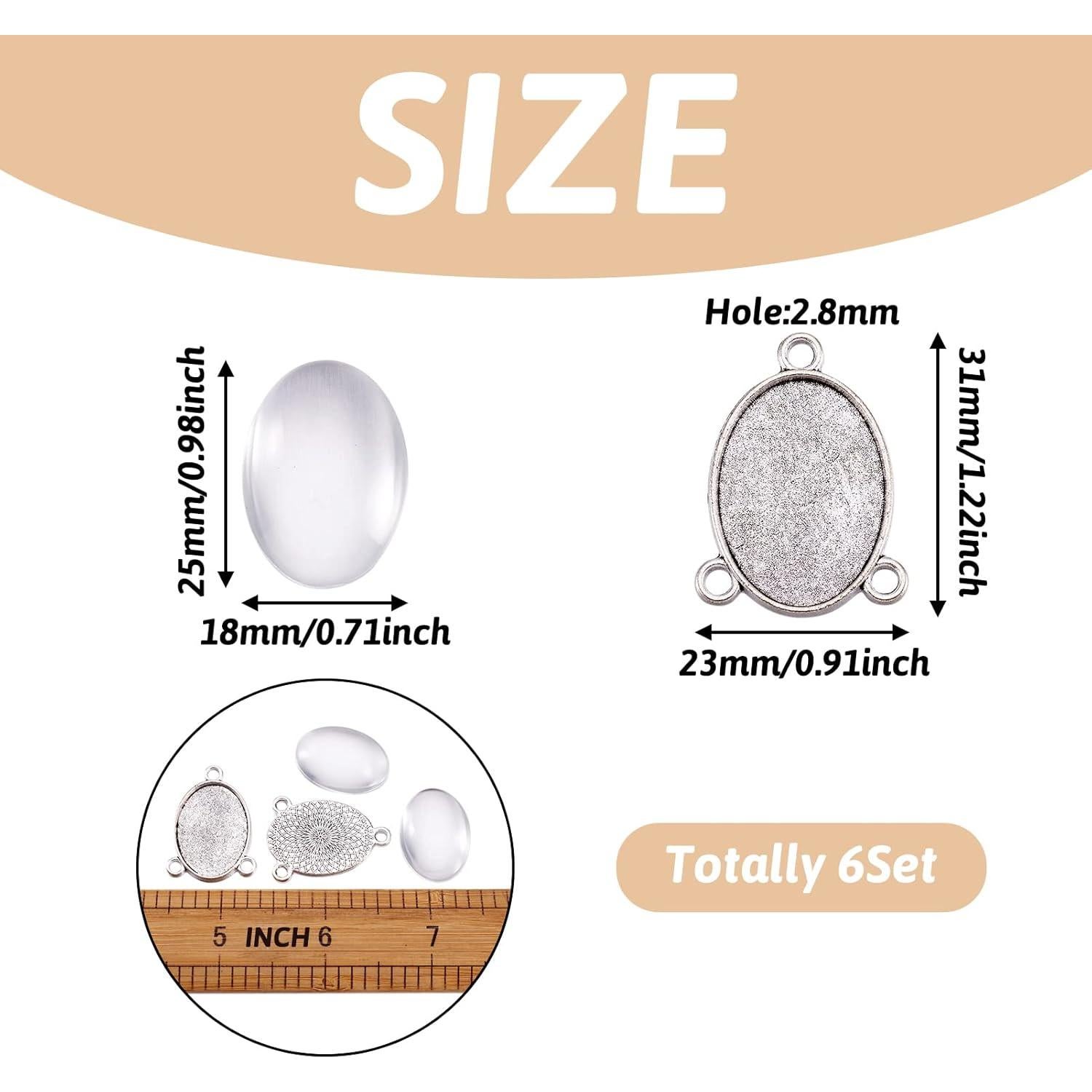 Conjuntos de Bandejas de Colgante FASHEWELRY 6 Piezas 25x18mm