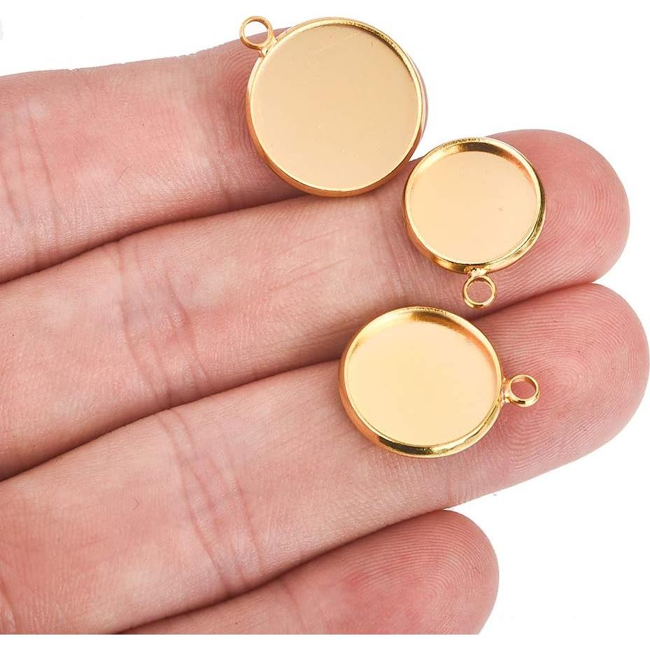 Bandejas de Colgante de Acero Inoxidable LANBEIDE 16mm Dorado - 20 Piezas