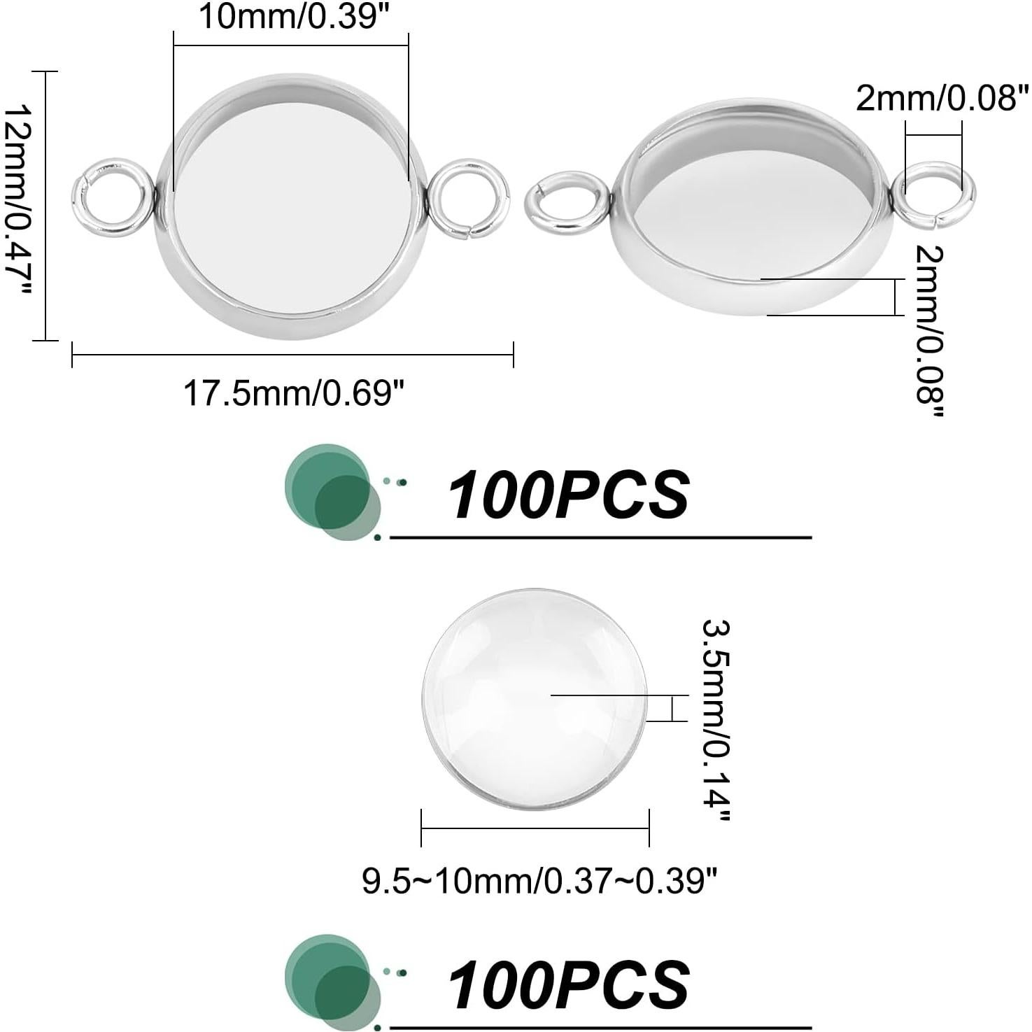 Conectores Redondos de Acero Inoxidable PH PandaHall 100pcs 12mm