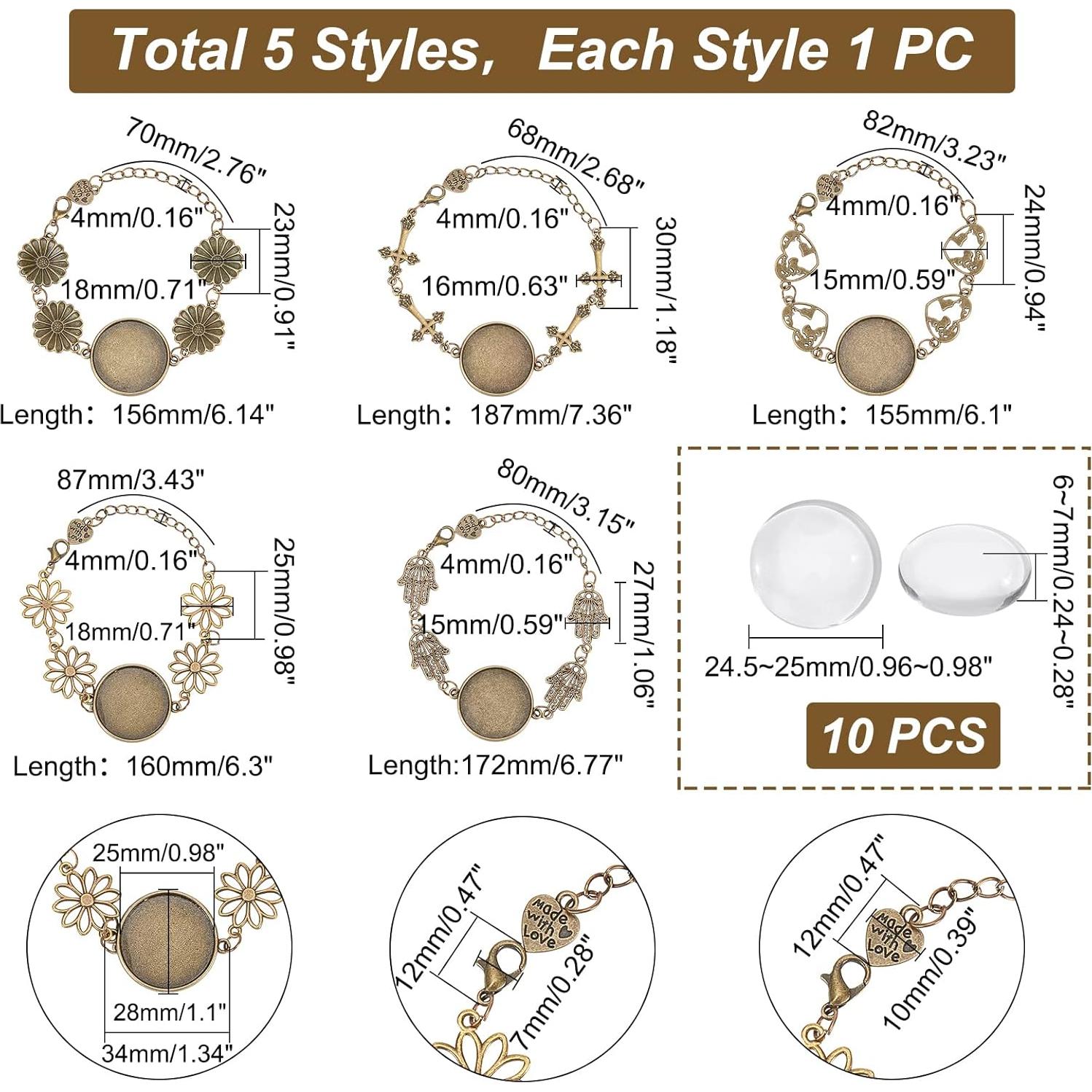 Pulseras de Joyería Vintage PH PandaHall 5 Piezas Ajustables