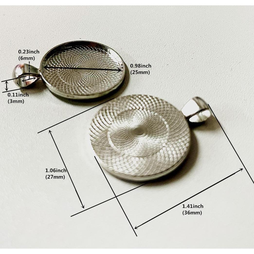 100 Bandejas de Colgante Redondas DIY Picmoo 25 mm Plata