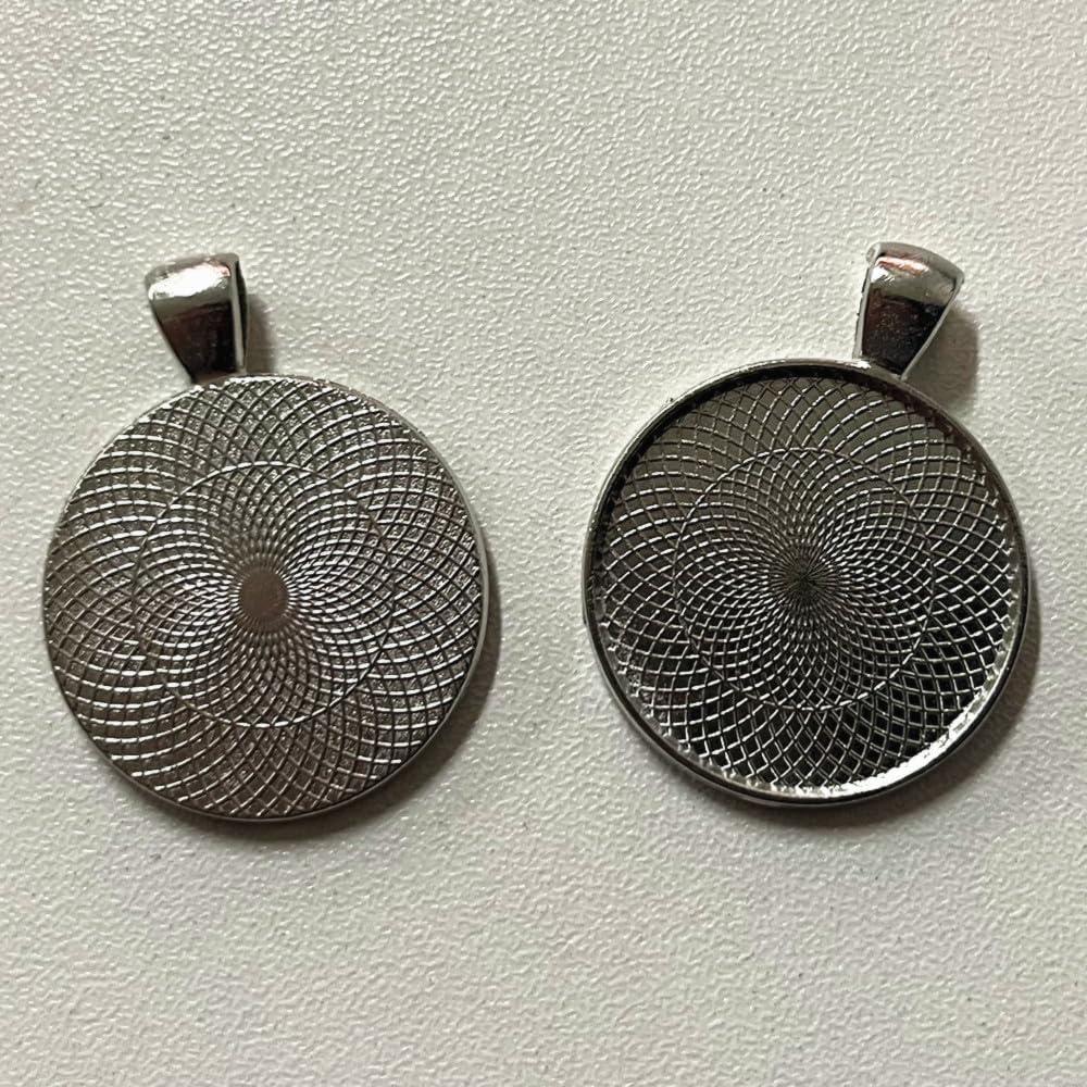 100 Bandejas de Colgante Redondas DIY Picmoo 25 mm Plata