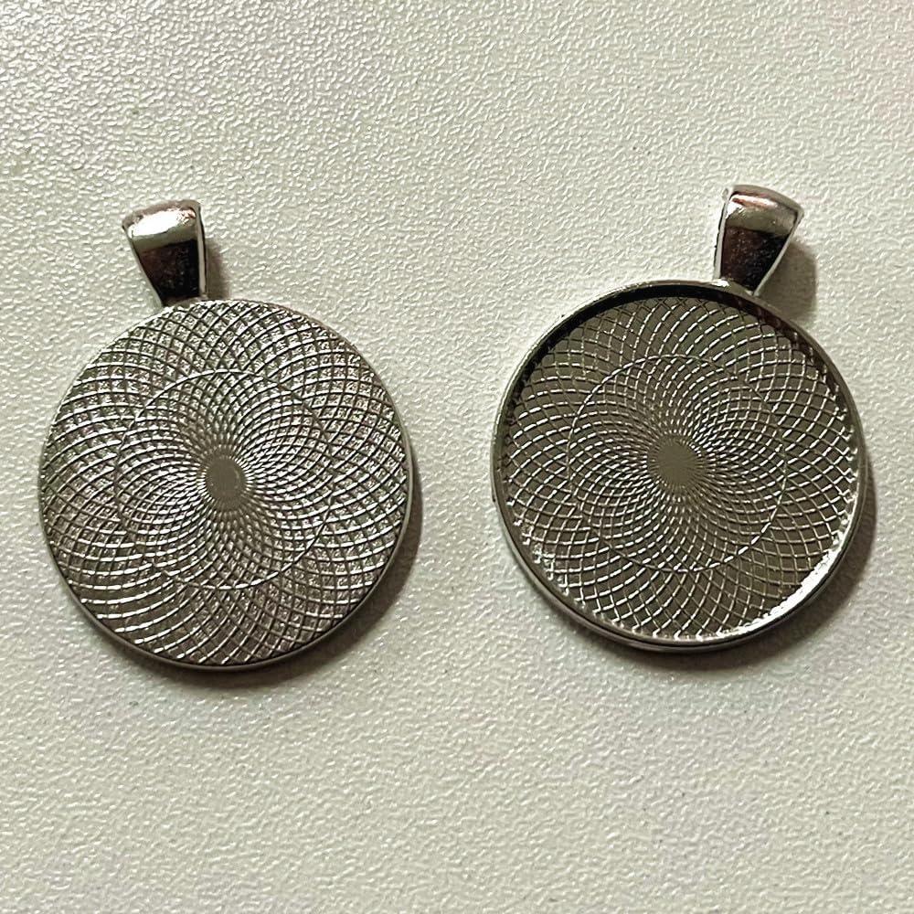 100 Bandejas de Colgante Redondas DIY Picmoo 25 mm Plata