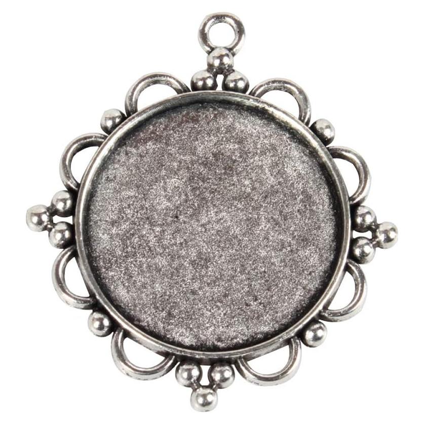 Kissitty 10 Piezas Pendientes Redondos Plata Antigua 30mm