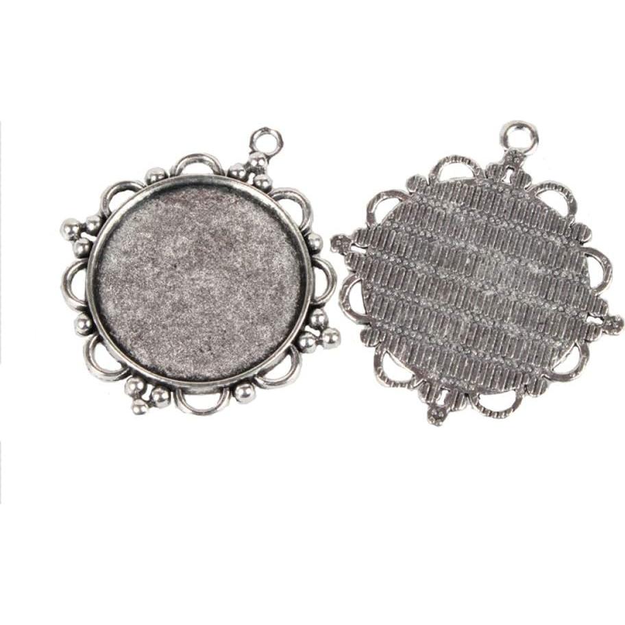 Kissitty 10 Piezas Pendientes Redondos Plata Antigua 30mm