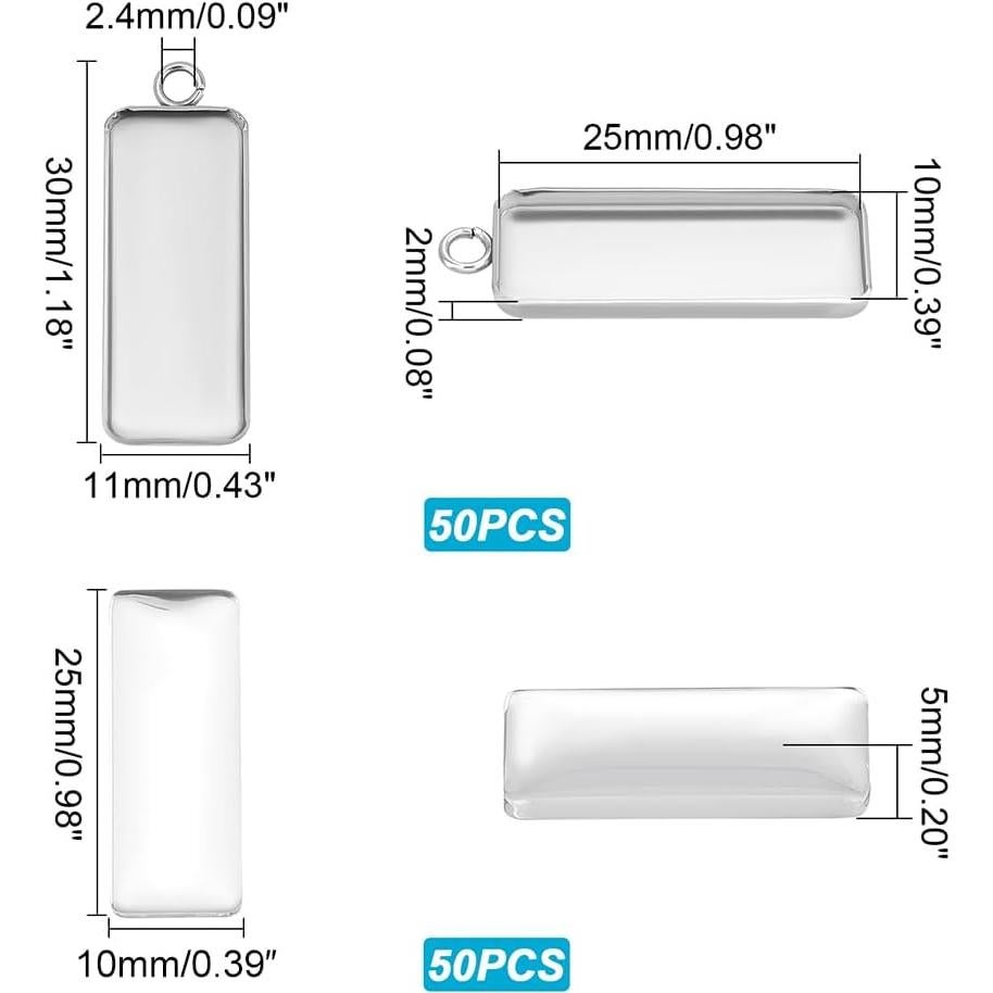 Bandejas Colgantes de Acero Inoxidable PH PandaHall 50pcs 10x25mm