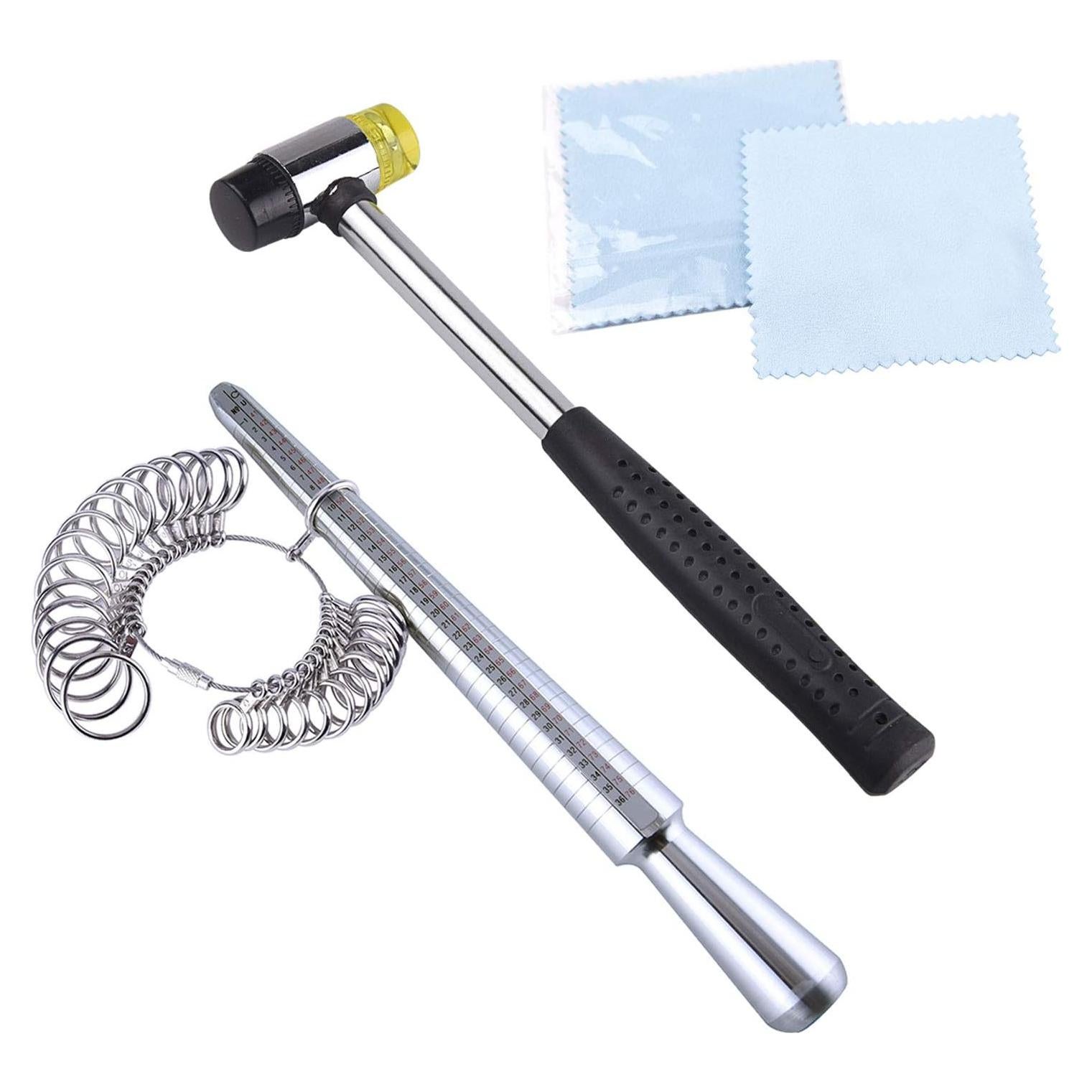 Juego de Medidores de Anillos KUUQA con Martillo y Paños