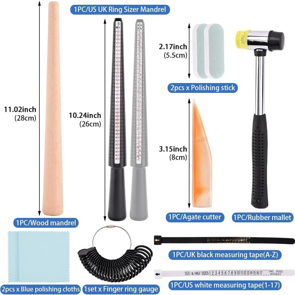 Juego de Mandriles para Anillos 11 Piezas QKDS - Medición Precisa