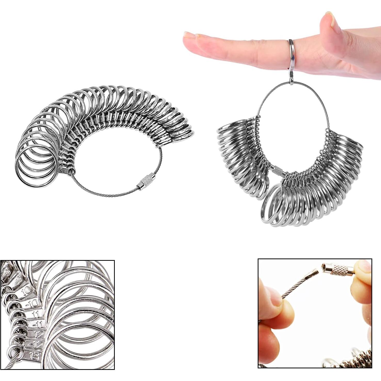 Kit de Medición de Tallas de Anillo YIEPET - 27 Anillos y Martillo