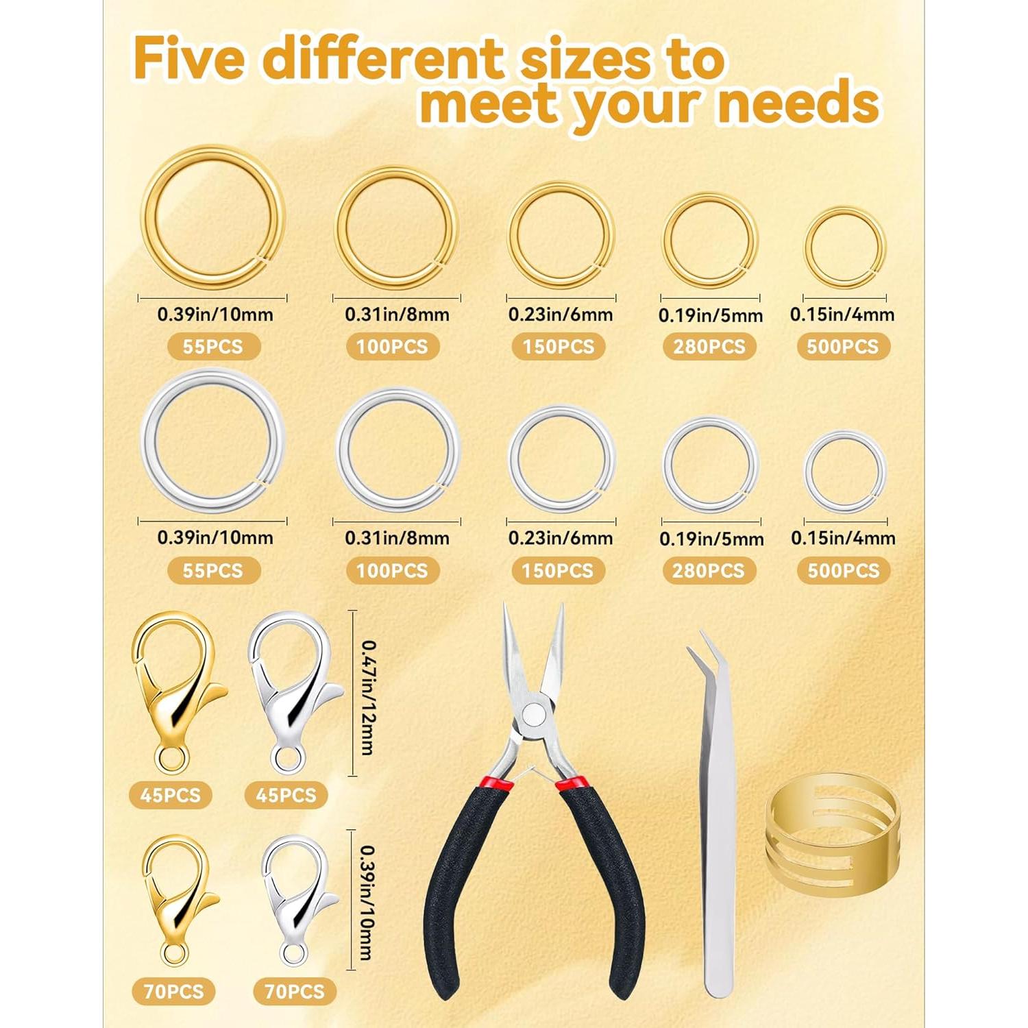 Kit de Anillas de Salto FIVEIZERO 2400PCS Oro Plata Joyas