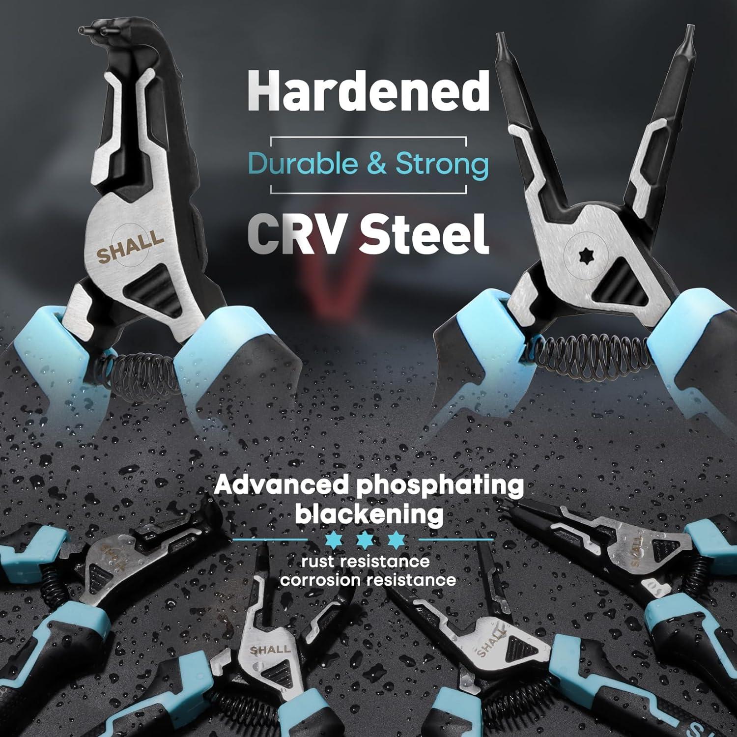 Juego de Pinzas para Anillos de Resorte SHALL, 4 Piezas, 17.78 cm