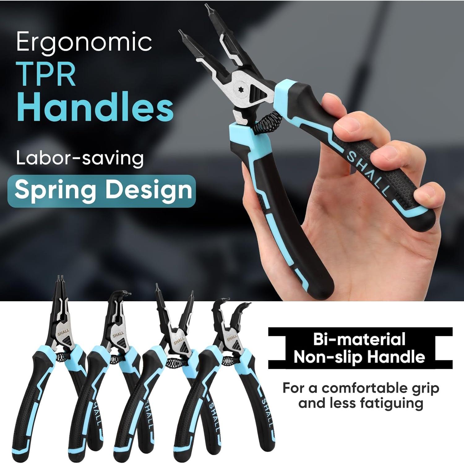 Juego de Pinzas para Anillos de Resorte SHALL, 4 Piezas, 17.78 cm