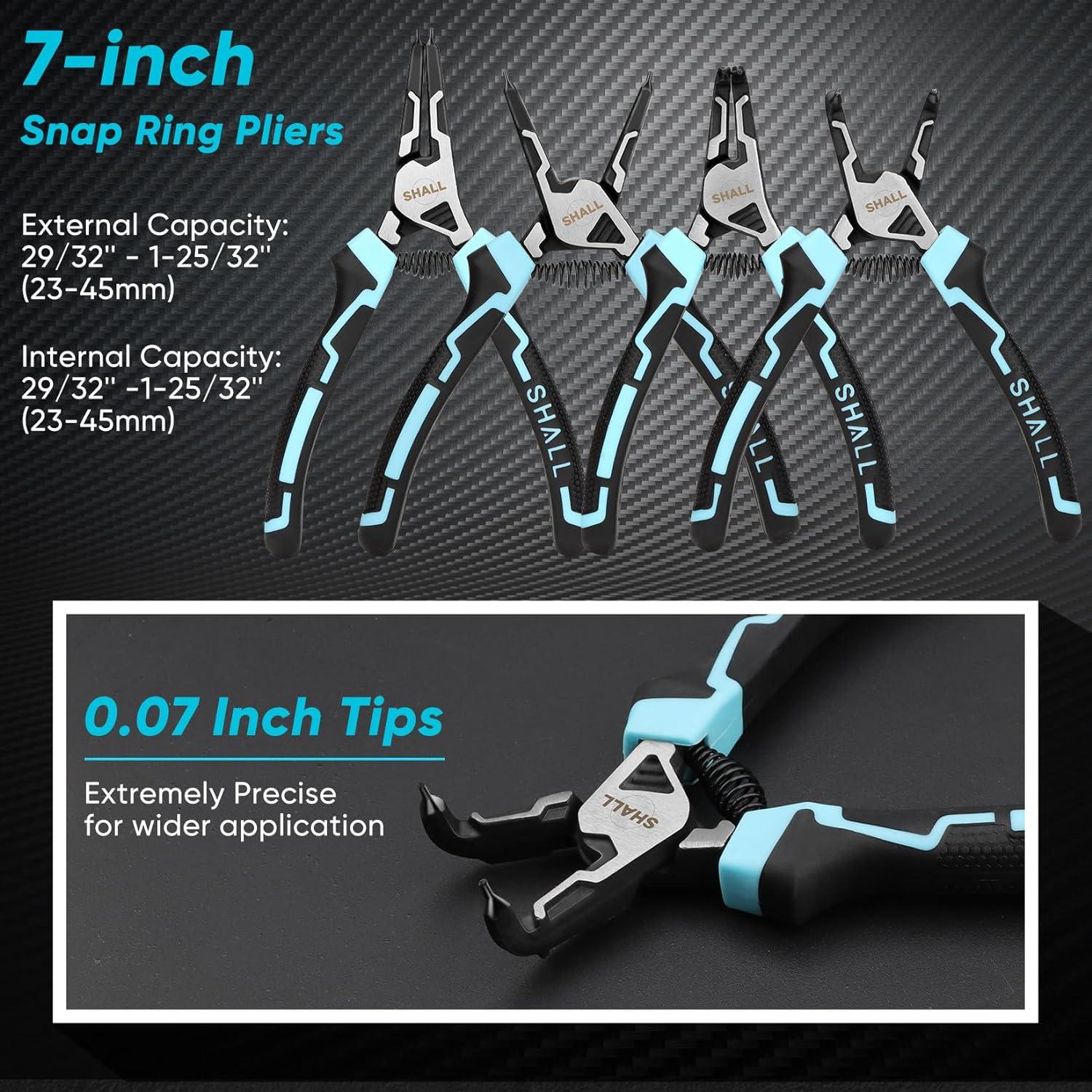 Juego de Pinzas para Anillos de Resorte SHALL, 4 Piezas, 17.78 cm