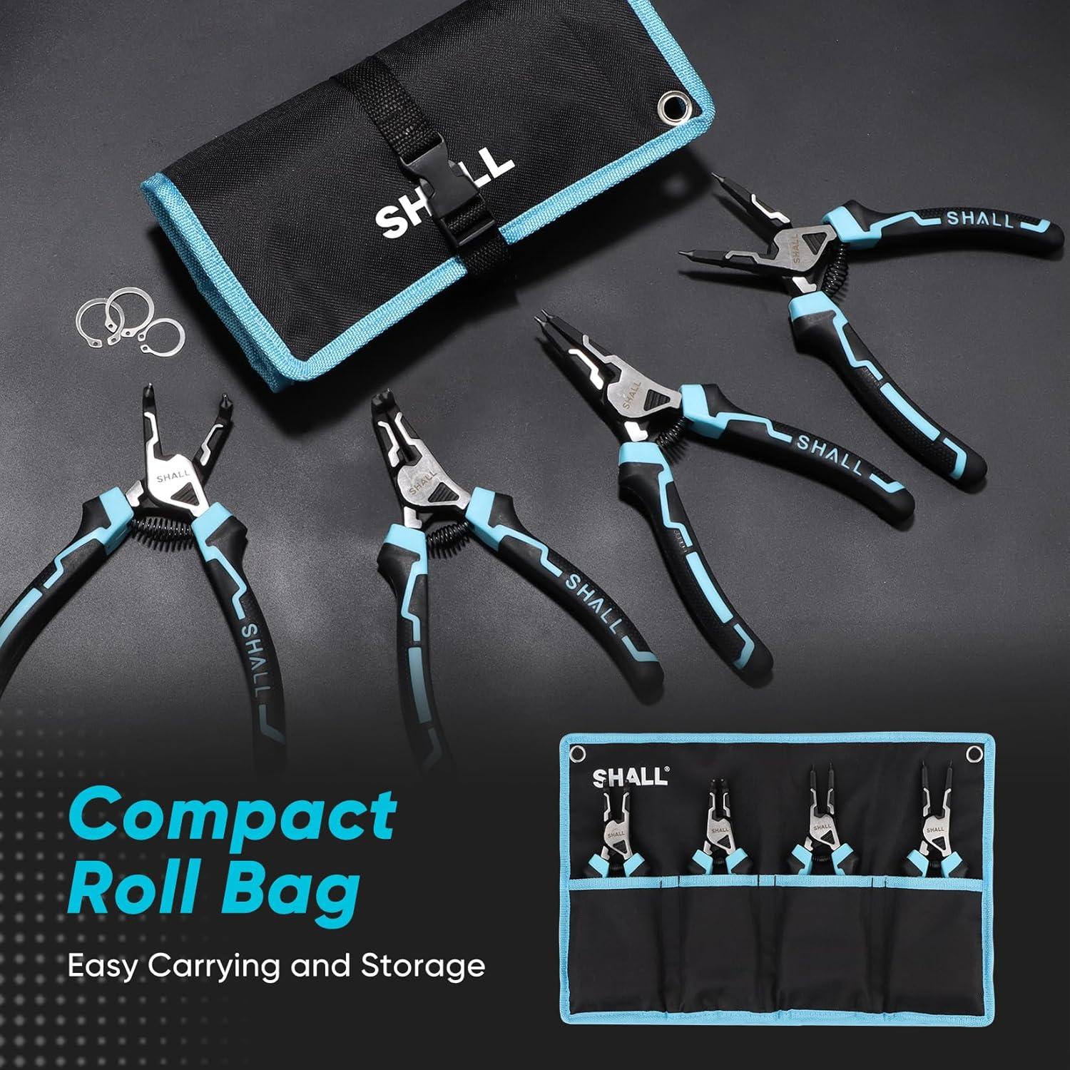 Juego de Pinzas para Anillos de Resorte SHALL, 4 Piezas, 17.78 cm