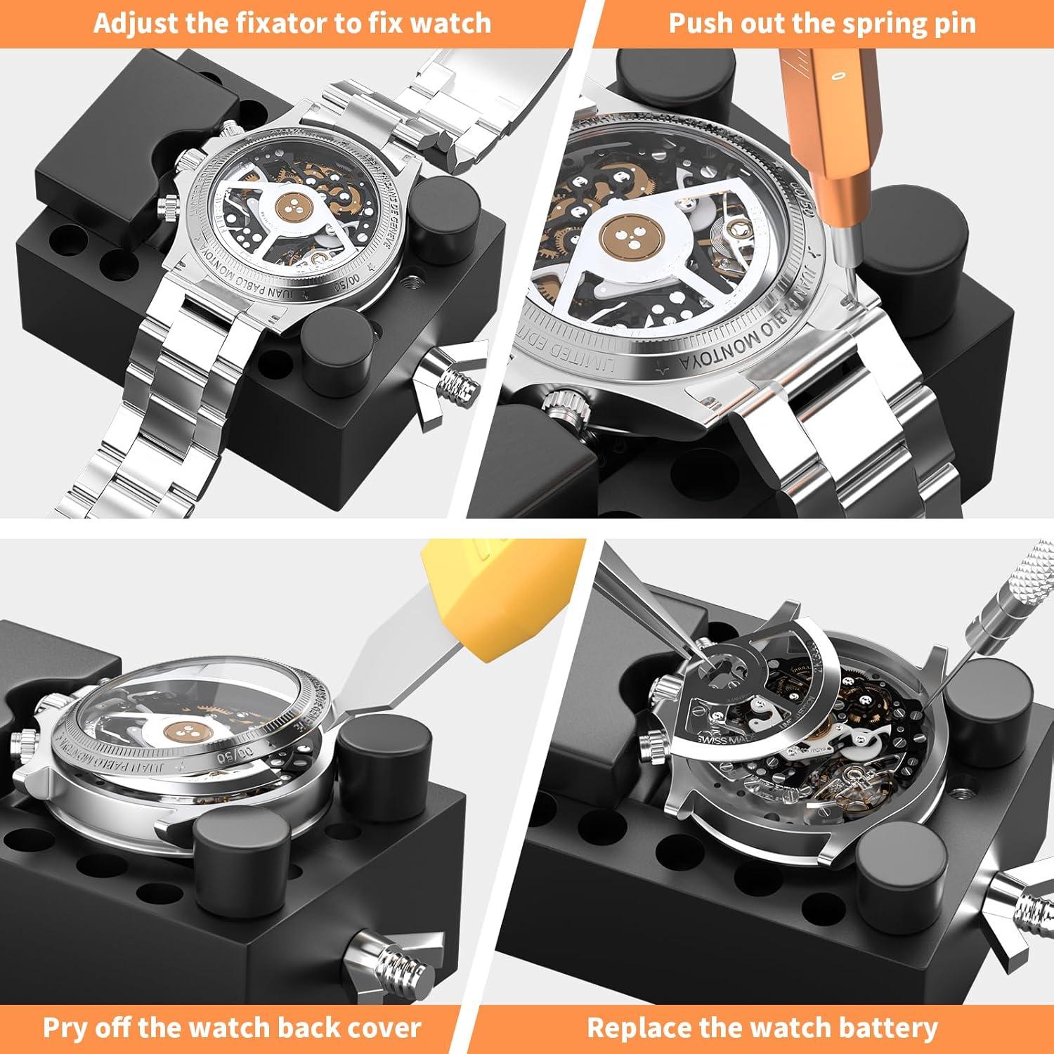 Kit de Reparación de Reloj BYNIIUR 155 Piezas con Estuche