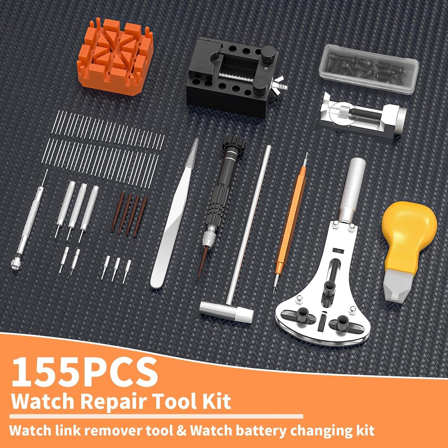 Kit de Reparación de Reloj BYNIIUR 155 Piezas con Estuche