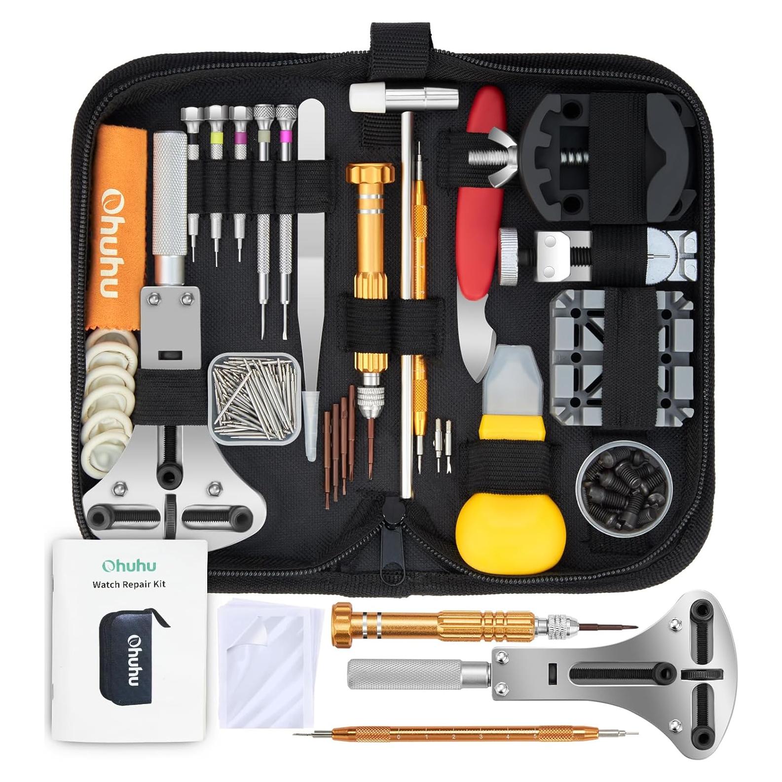 Kit de Reparación de Reloj Ohuhu 192 PCS Profesional con Bolsa